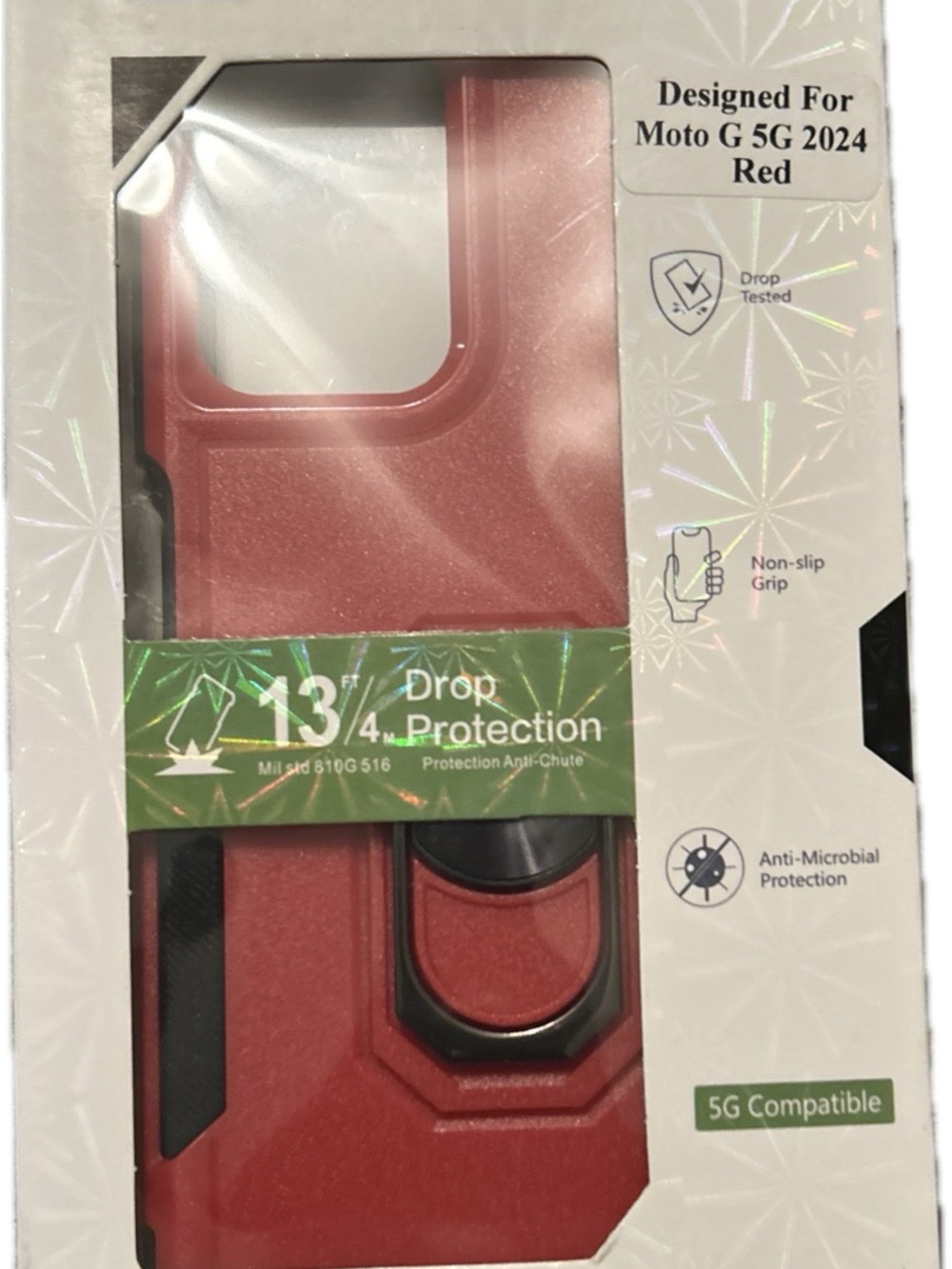 NEW Red Moto G 5G 2024 Protective Case with Ring Stand